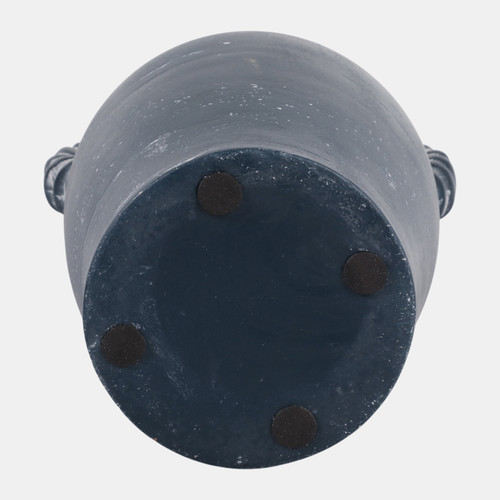 22991-04#14x9" Twisted Handle Terracotta Vase, Blue