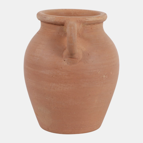 18254-04#6x5" Terracotta Bud Vase W/ Handles, Natural
