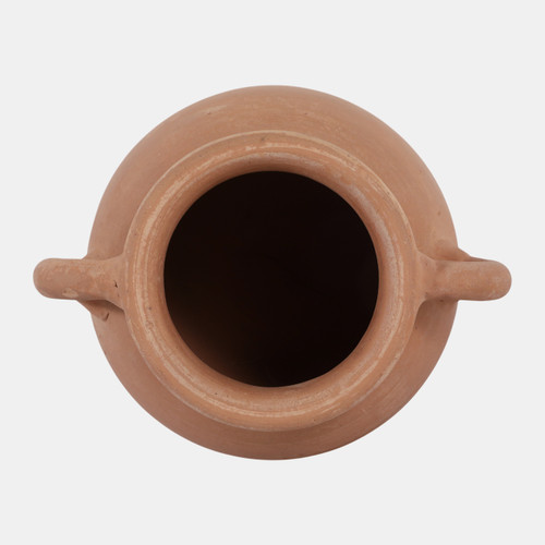 18254-04#6x5" Terracotta Bud Vase W/ Handles, Natural