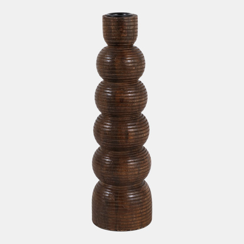 23017-02#10x3" Ribbed Taper Holder, Walnut