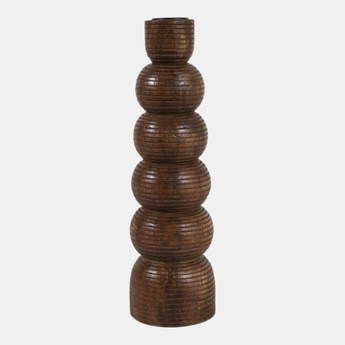 23017-02#10x3" Ribbed Taper Holder, Walnut