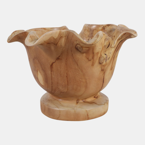 23046-01#13x12" Organic Mungur Wood Bowl On Pedestal, Natur