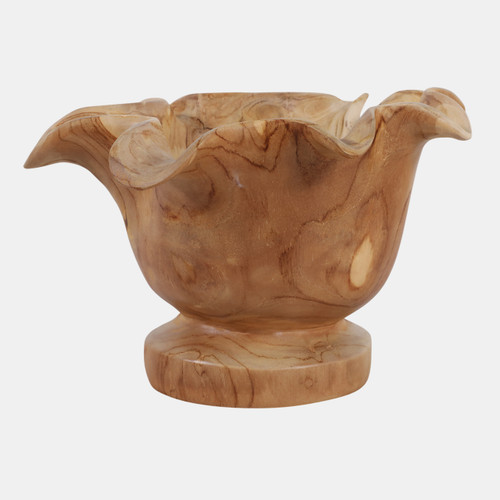 23046-01#13x12" Organic Mungur Wood Bowl On Pedestal, Natur
