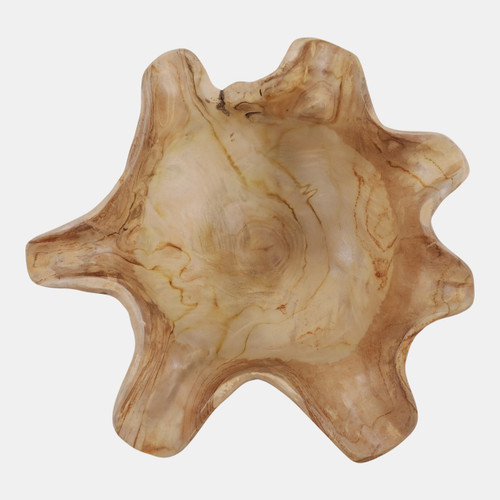 23046-01#13x12" Organic Mungur Wood Bowl On Pedestal, Natur