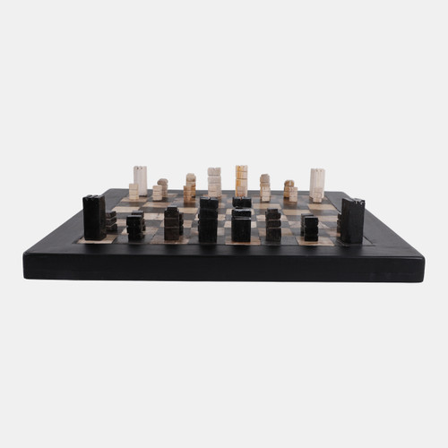 23047#20" Petrified Wood Chess Set, Black/ivory