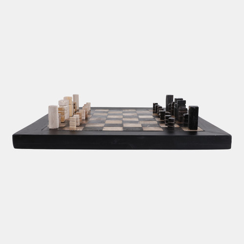 23047#20" Petrified Wood Chess Set, Black/ivory