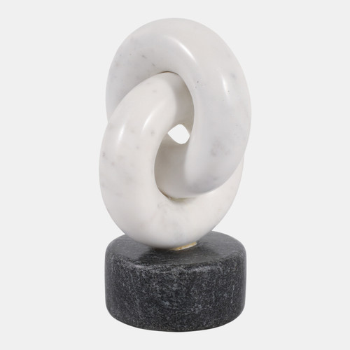 23051#9x5" Marble Link Sculpture, White/gray