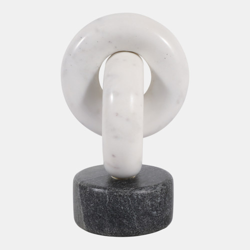 23051#9x5" Marble Link Sculpture, White/gray