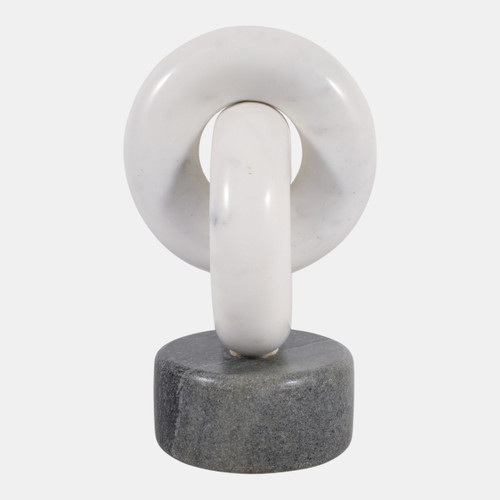 23051#9x5" Marble Link Sculpture, White/gray