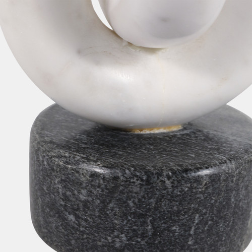 23051#9x5" Marble Link Sculpture, White/gray