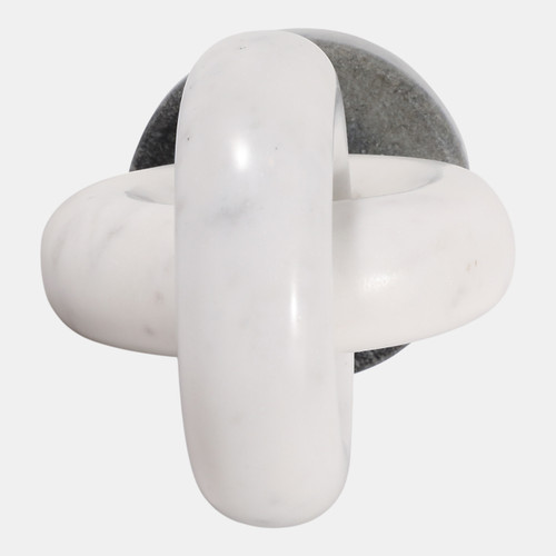 23051#9x5" Marble Link Sculpture, White/gray