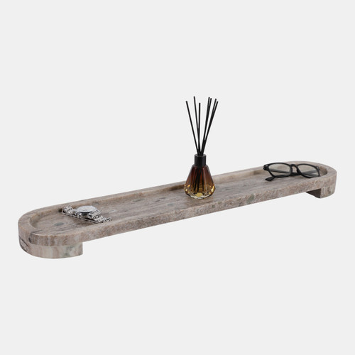 23054#30x6" Long Oval Flat Tray W/ Lip, Beige