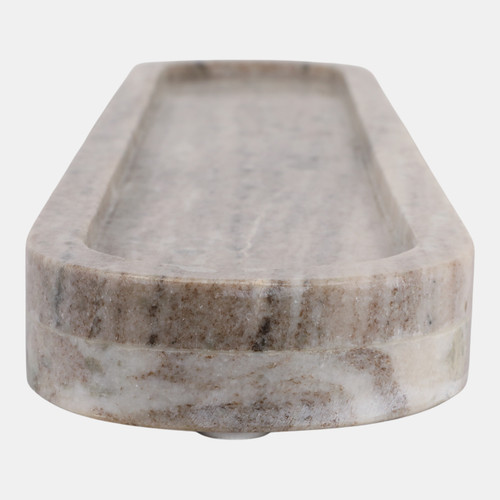 23054#30x6" Long Oval Flat Tray W/ Lip, Beige