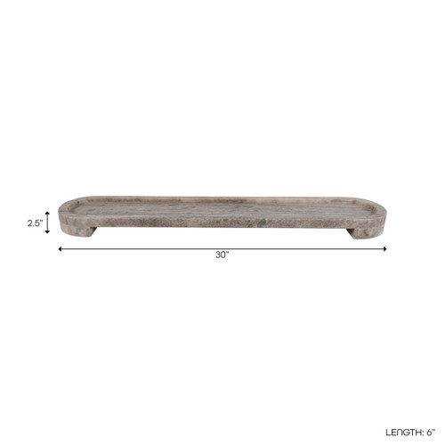 23054#30x6" Long Oval Flat Tray W/ Lip, Beige