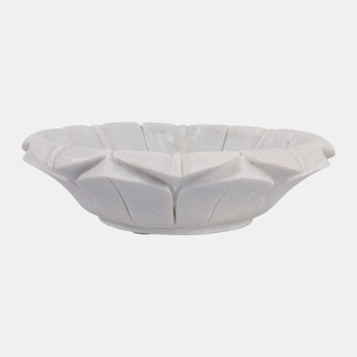 23055#12" Flower Shaped Marble Bowl, White
