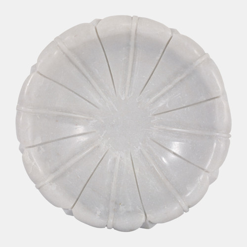 23055#12" Flower Shaped Marble Bowl, White