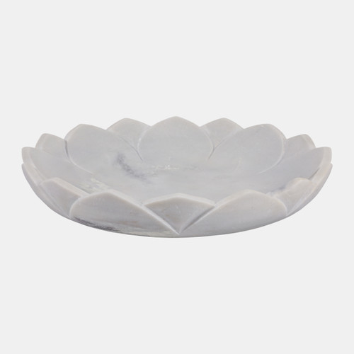 23056#19" Flower Shaped Large Marble Bowl, White