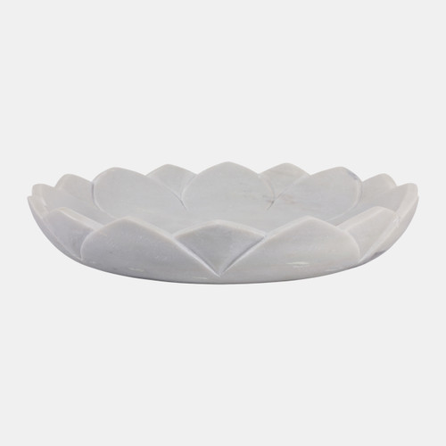23056#19" Flower Shaped Large Marble Bowl, White