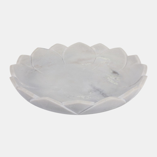 23056#19" Flower Shaped Large Marble Bowl, White