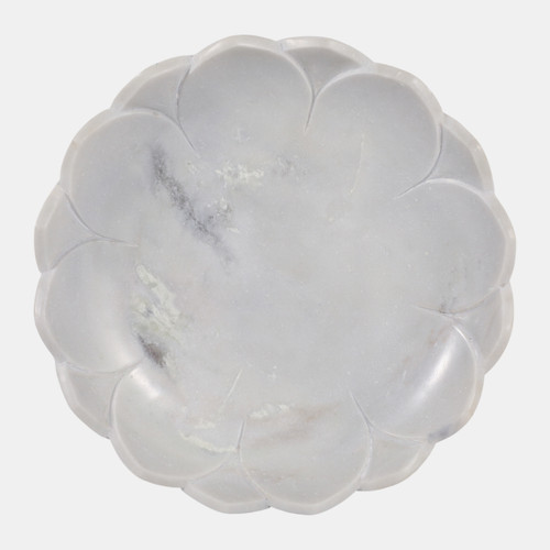 23056#19" Flower Shaped Large Marble Bowl, White