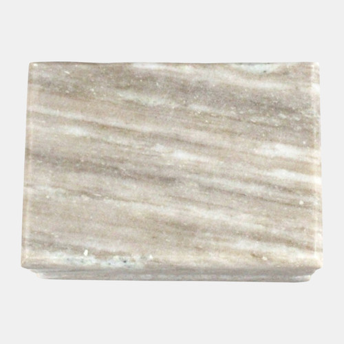 23064#7x5" Ribbed Layered Marble Box, Beige