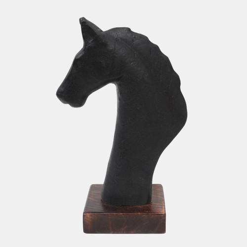 23073#13x8" Paper Mache Horse Bust, Black/brown
