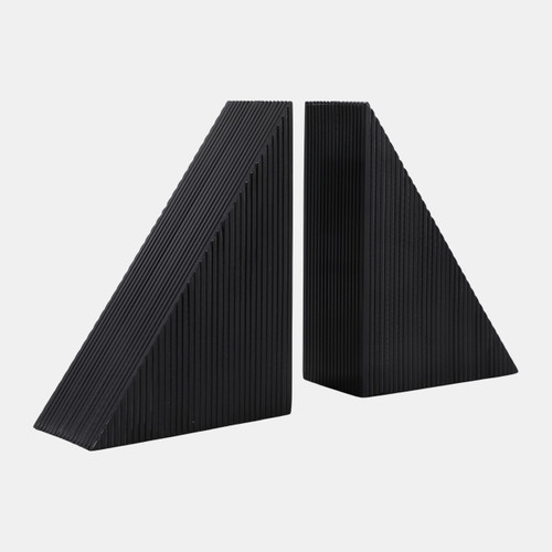 18145-01#S/2 7" Right Angle Resin Bookends, Black
