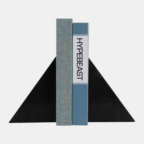 18145-01#S/2 7" Right Angle Resin Bookends, Black