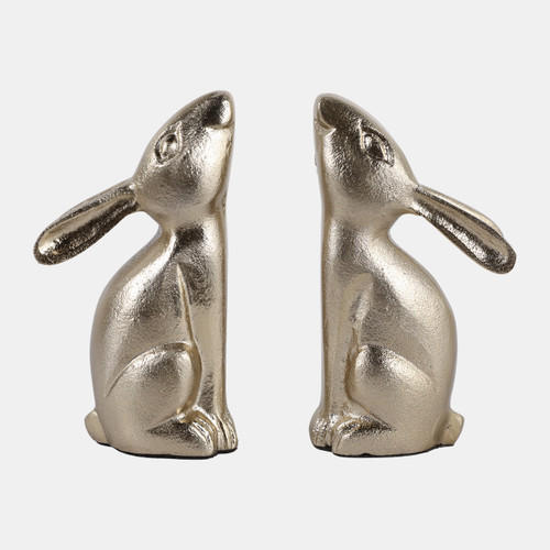 23091#S/2 7" Bunny Bookends, Gold