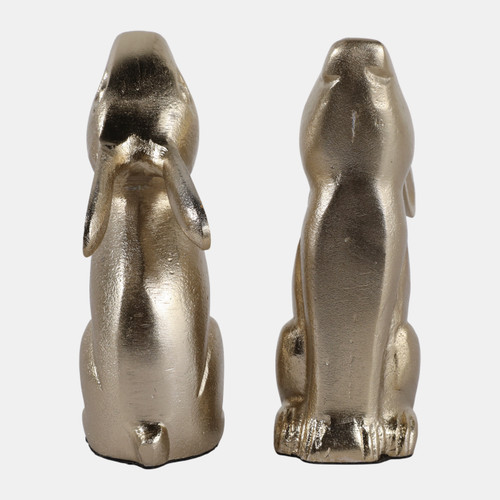 23091#S/2 7" Bunny Bookends, Gold