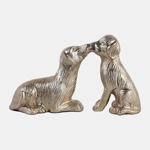 23097#10x6" Kissing Dogs, Gold