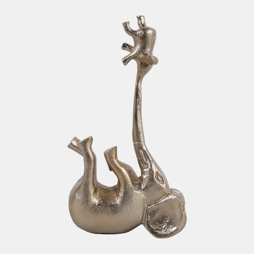 23098#10x6" Baby & Parent Elephants Playing, Gold