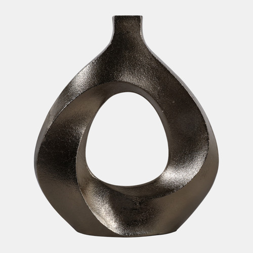 23104-01#14x13" Cut-out Swirl Vase, Brass Antique