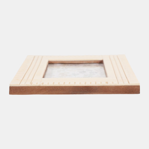 23128-01#4x6" Carved Lines Resin Photo Frame, Ivory