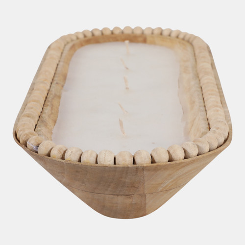 80546#16" 20 Oz Vanilla Oval Beaded Candle, Blonde