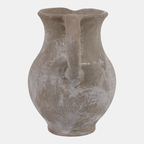 23164-02#7x6" Terracotta Jug Vase, Washed Grey