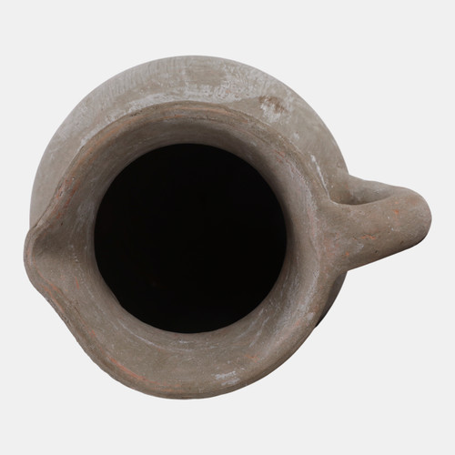 23164-02#7x6" Terracotta Jug Vase, Washed Grey