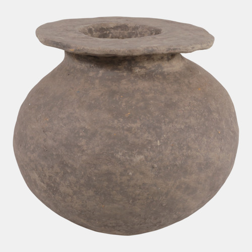23165#12x12" Large Round Paper Mache Vase, Taupe