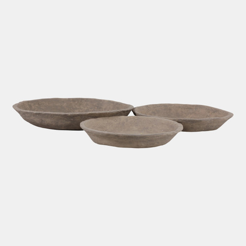 23169#S/3 13/15/18" Paper Mache Bowls, Taupe