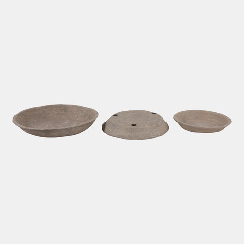 23169#S/3 13/15/18" Paper Mache Bowls, Taupe