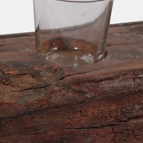 23170#26x5" 6-cup Reclaimed Wood Candle Holder, Brown