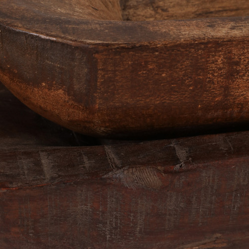 23171#S/2 34/39" Round Edge Reclaimed Wood Bowls, Brown