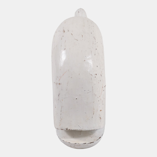 23188-01#20x11" Alibizia Wood Whale, White