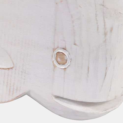 23188-02#12x8" Alibizia Wood Whale, White