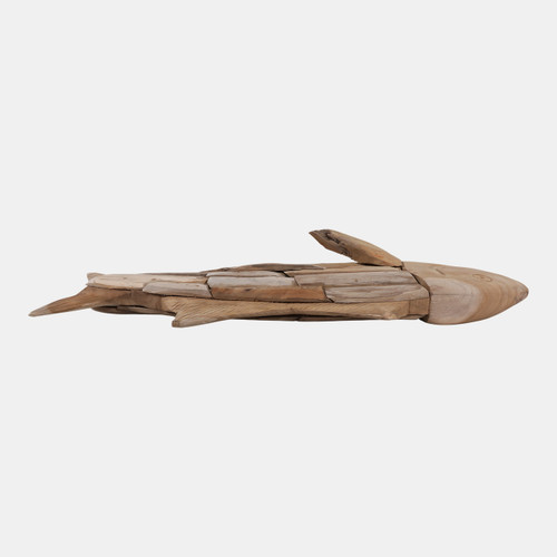 23189#32x12" Teak Wood Fish, Natural
