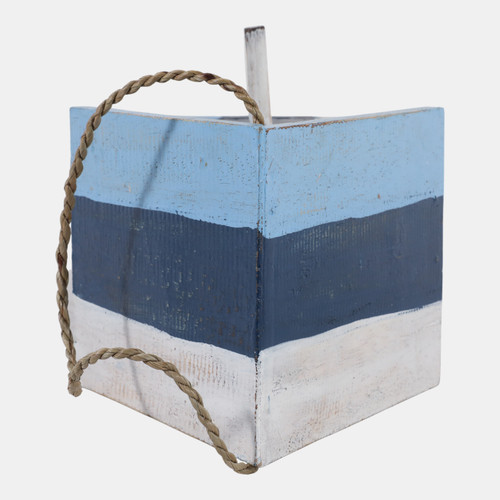 23190#12x8" Striped Birdhouse, Blue Multi