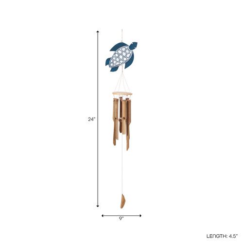 23192#23x9" Turtle Chime, Blue/natural