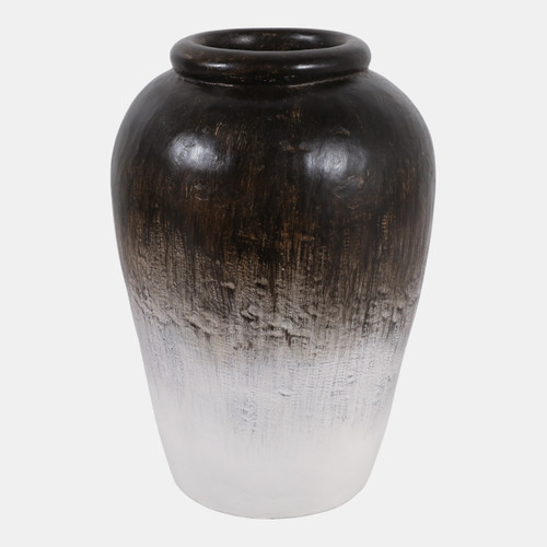 23194-02#12x8" Terracotta Vase, White Ombre