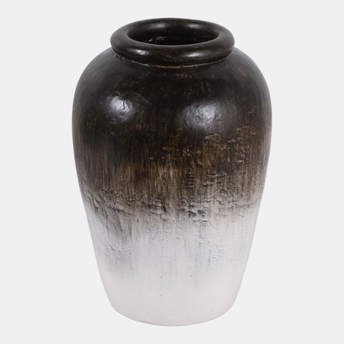 23194-02#12x8" Terracotta Vase, White Ombre