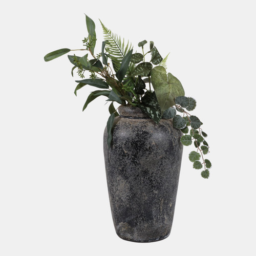 23194-03#16x10" Terracotta Vase, Distressed Black